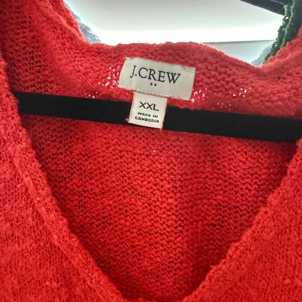 J. Crew V-Neck Sweater in Vibrant Red